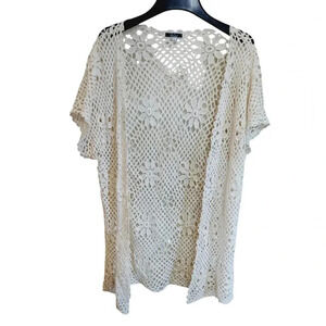 Ivory Boho Floral Crochet Cardigan